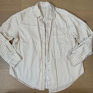 aerie Cream & White Striped Button-Down Shirt
